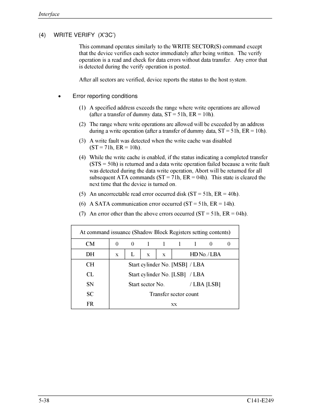 Fujitsu MHW2120BS, MHW2100BS, MHW2080BS, MHW2040BS, MHW2060BS manual Write Verify X’3C’ 