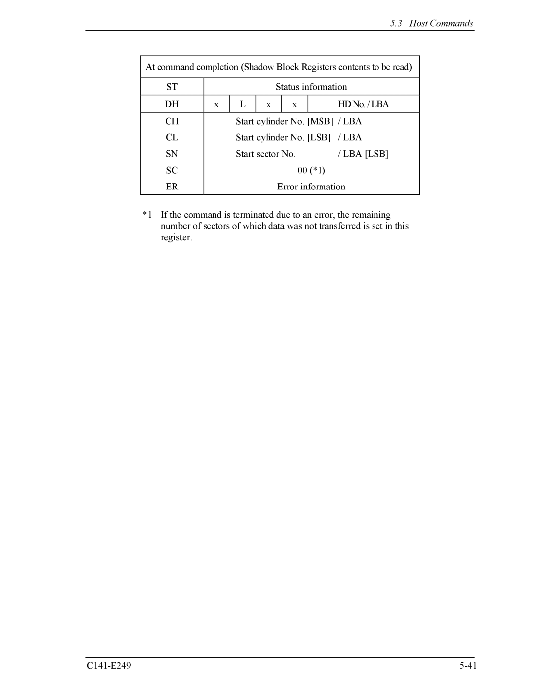 Fujitsu MHW2100BS, MHW2080BS, MHW2120BS, MHW2040BS, MHW2060BS manual Host Commands 