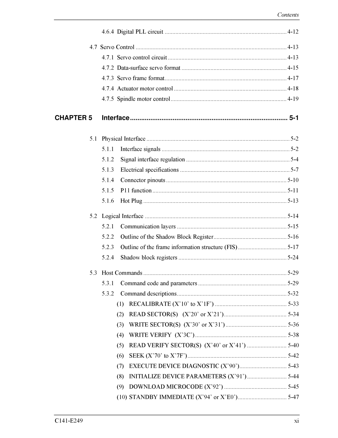 Fujitsu MHW2100BS, MHW2080BS, MHW2120BS, MHW2040BS, MHW2060BS manual Interface, Contents 