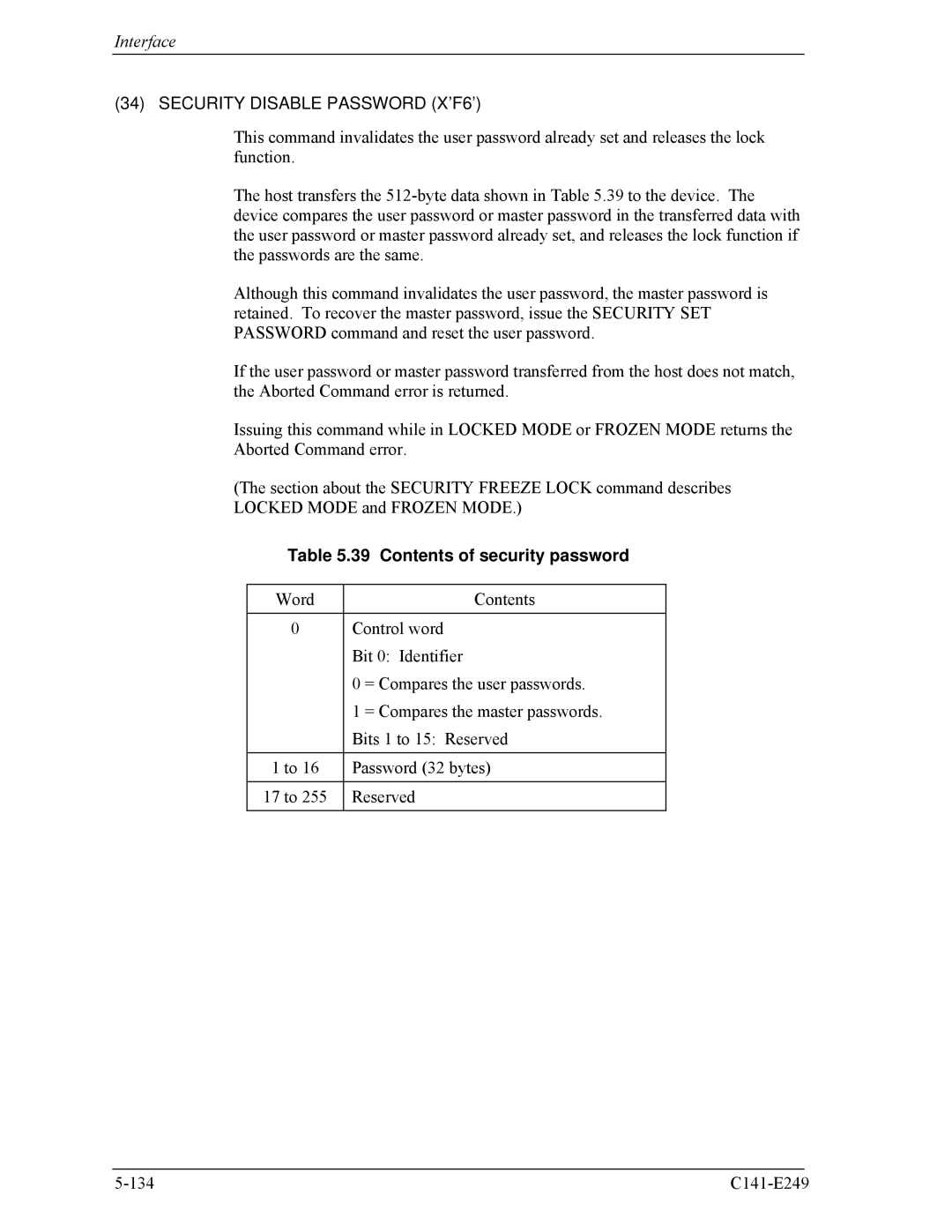 Fujitsu MHW2040BS, MHW2100BS, MHW2080BS, MHW2120BS, MHW2060BS manual Contents of security password 