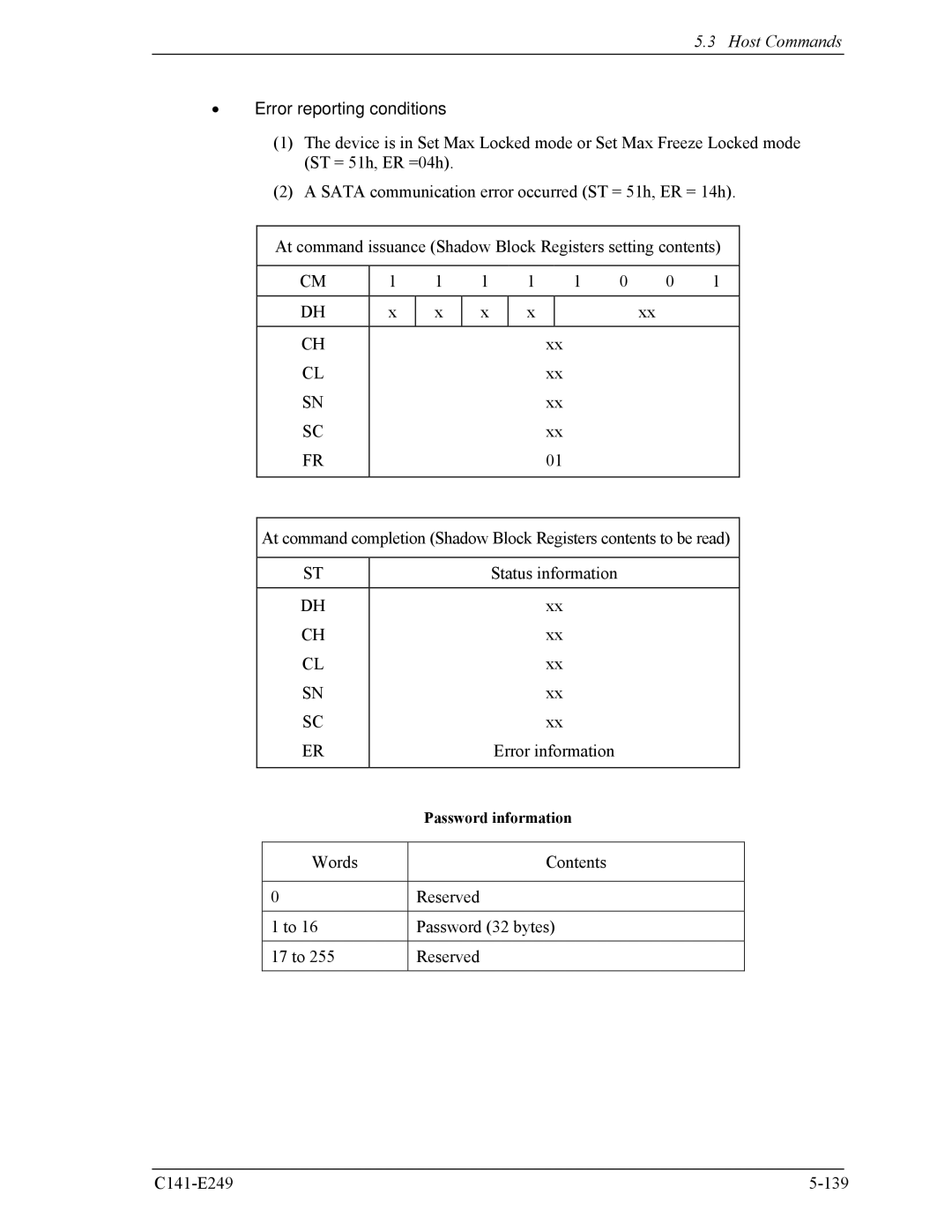 Fujitsu MHW2040BS, MHW2100BS, MHW2080BS, MHW2120BS, MHW2060BS manual Password information 