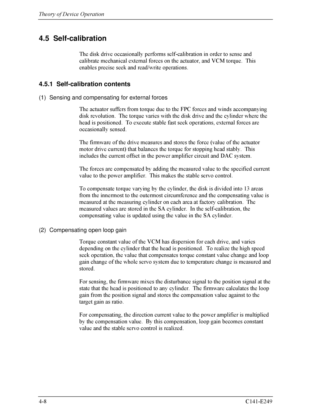 Fujitsu MHW2120BS, MHW2100BS, MHW2080BS, MHW2040BS, MHW2060BS manual Self-calibration contents 