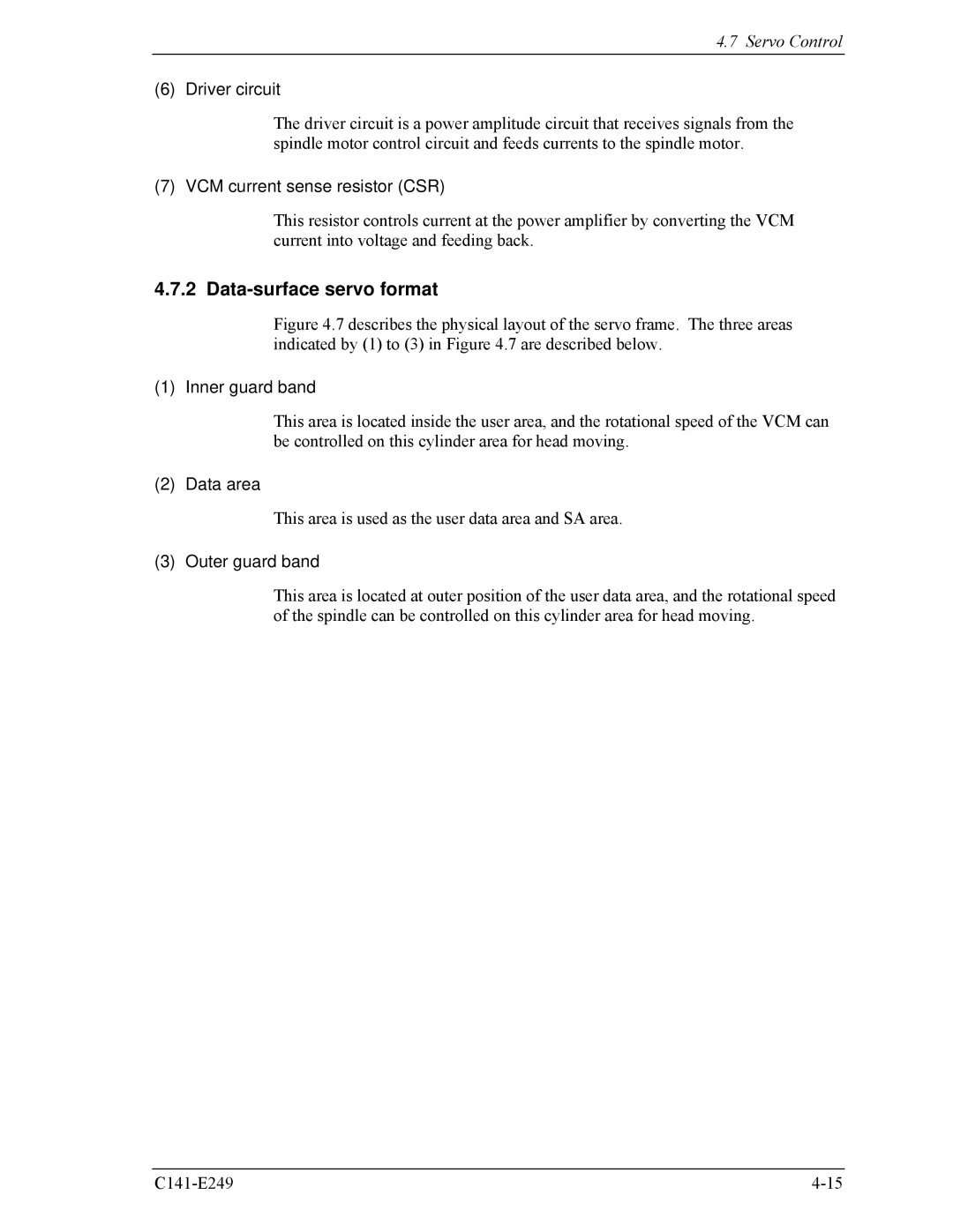 Fujitsu MHW2060BS, MHW2100BS, MHW2080BS, MHW2120BS, MHW2040BS manual Data-surface servo format 