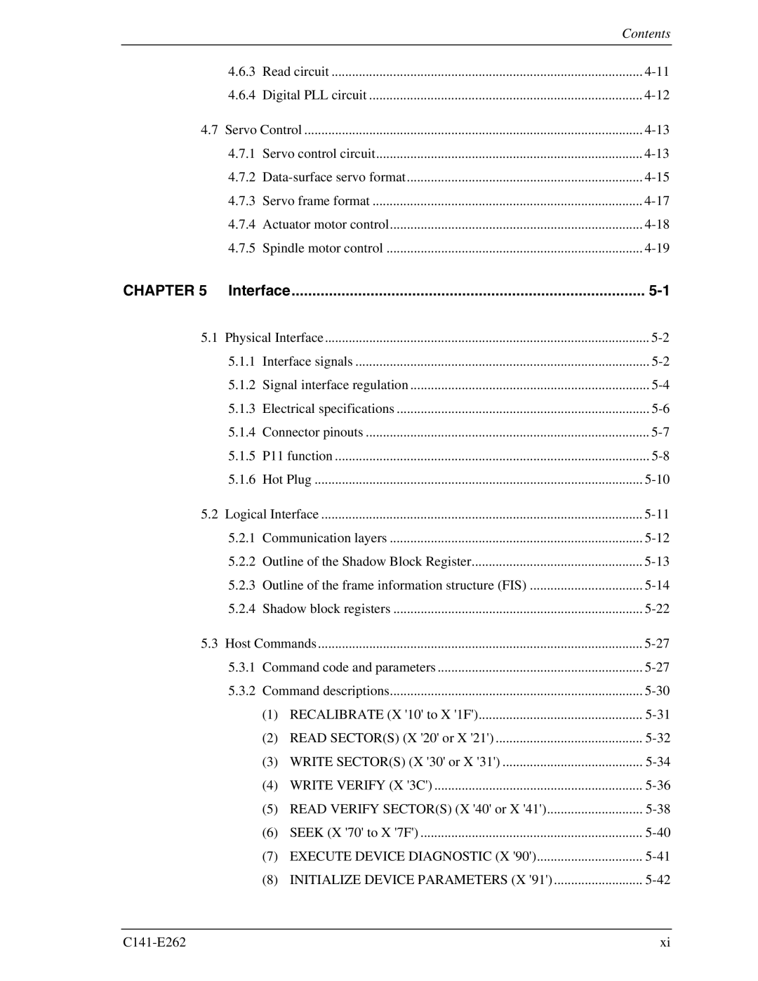 Fujitsu MHY2040BH, MHY2160BH, MHY2200BH, MHY2250BH, MHY2100BH, MHY2120BH, MHY2080BH, MHY2060BH manual Interface, Contents 