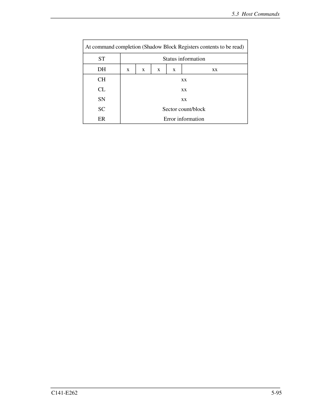 Fujitsu MHY2080BH, MHY2160BH, MHY2200BH, MHY2250BH, MHY2100BH, MHY2120BH, MHY2060BH, MHY2040BH manual Host Commands 