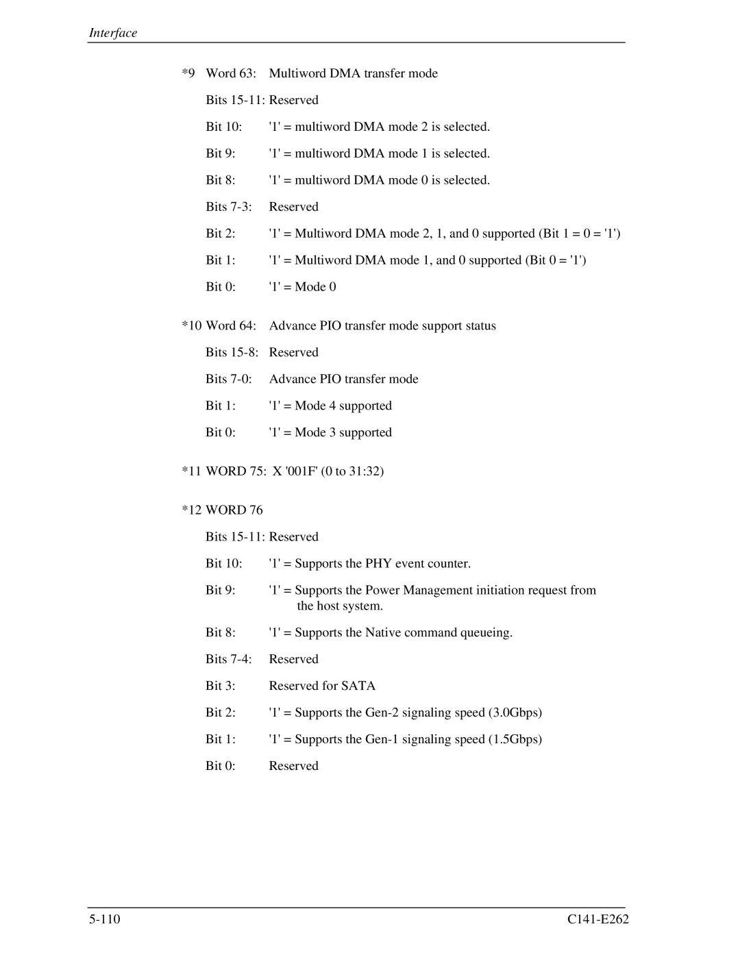 Fujitsu MHY2120BH, MHY2160BH, MHY2200BH, MHY2250BH, MHY2100BH, MHY2080BH, MHY2060BH manual Word 63 Multiword DMA transfer mode 