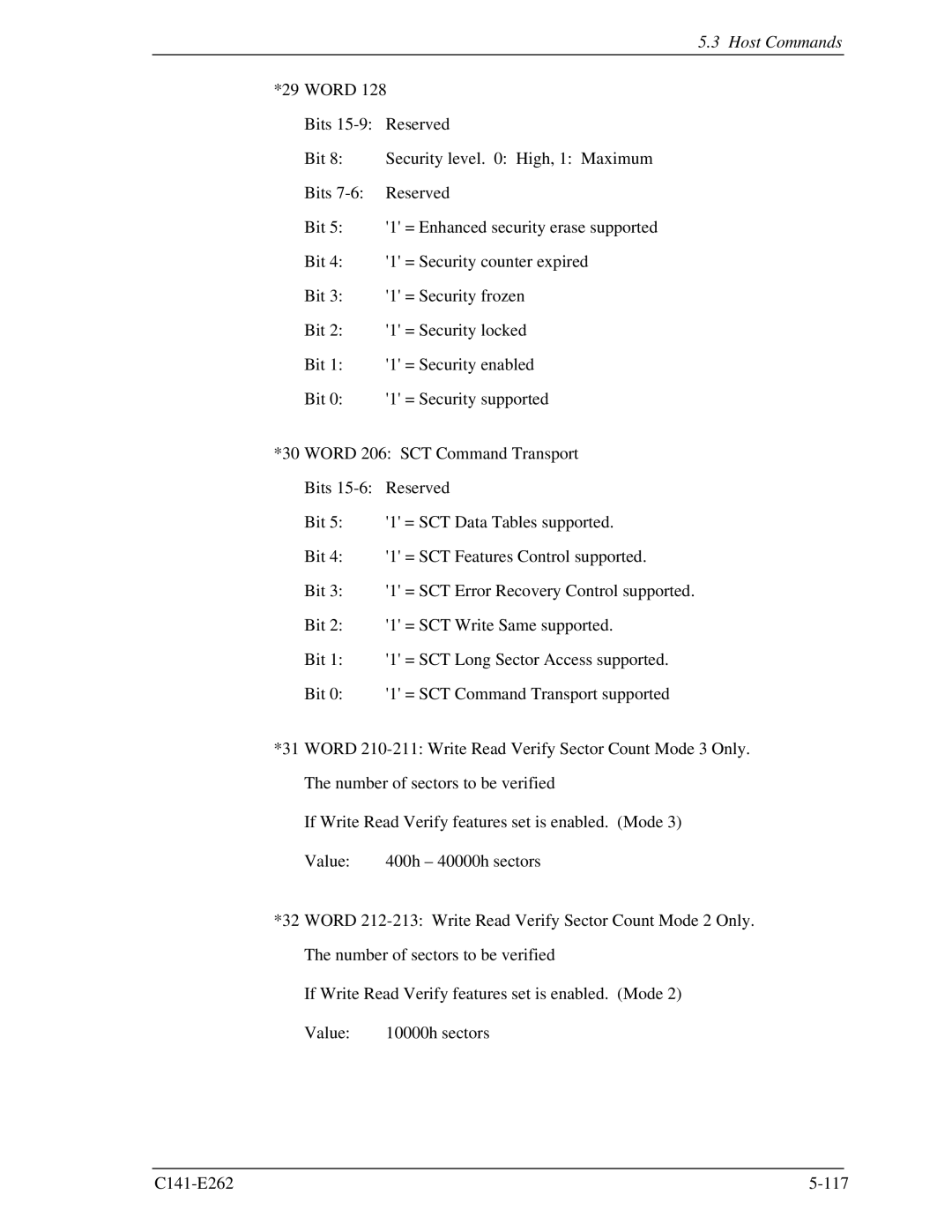 Fujitsu MHY2100BH, MHY2160BH, MHY2200BH, MHY2250BH, MHY2120BH, MHY2080BH, MHY2060BH, MHY2040BH manual Host Commands 