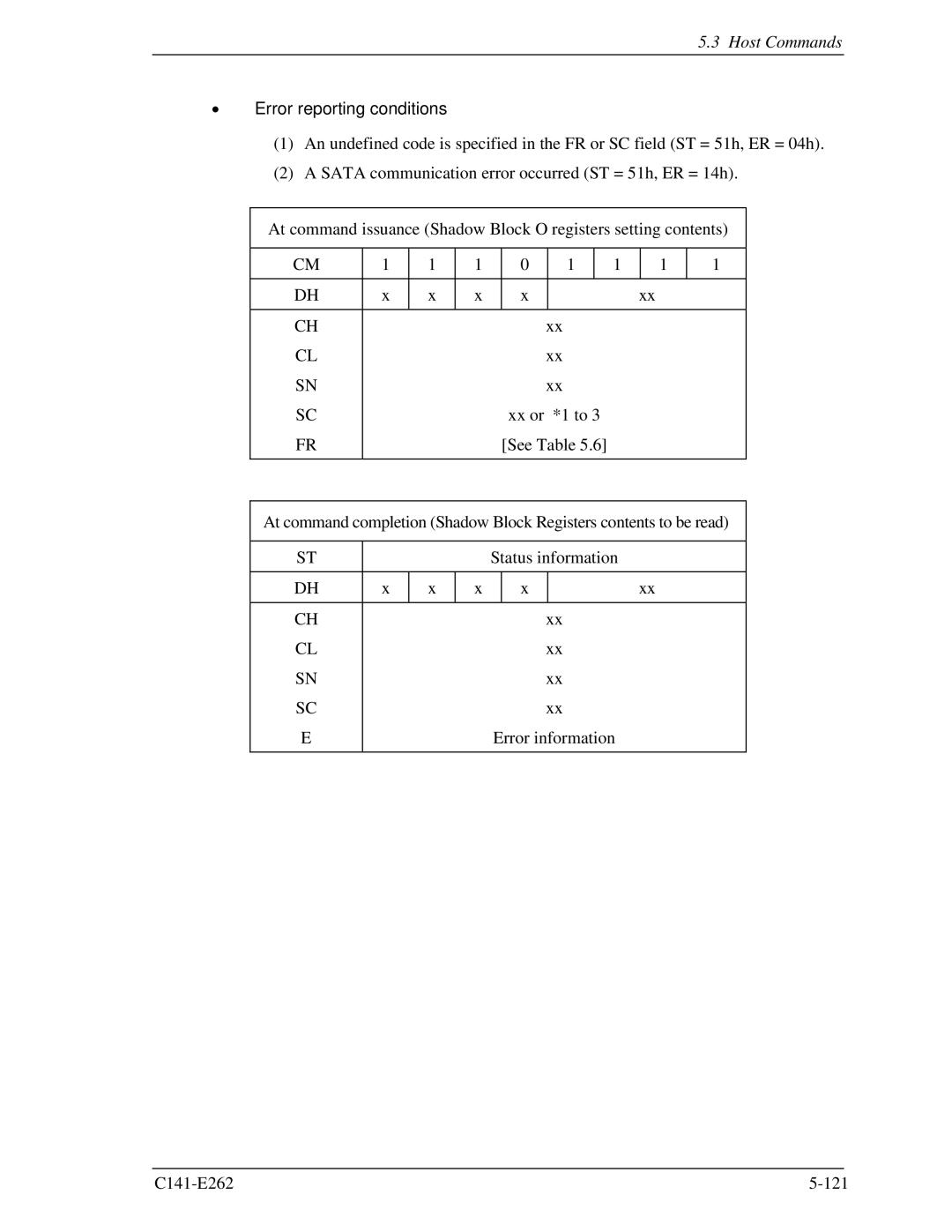 Fujitsu MHY2040BH, MHY2160BH, MHY2200BH, MHY2250BH, MHY2100BH, MHY2120BH, MHY2080BH, MHY2060BH manual Error reporting conditions 