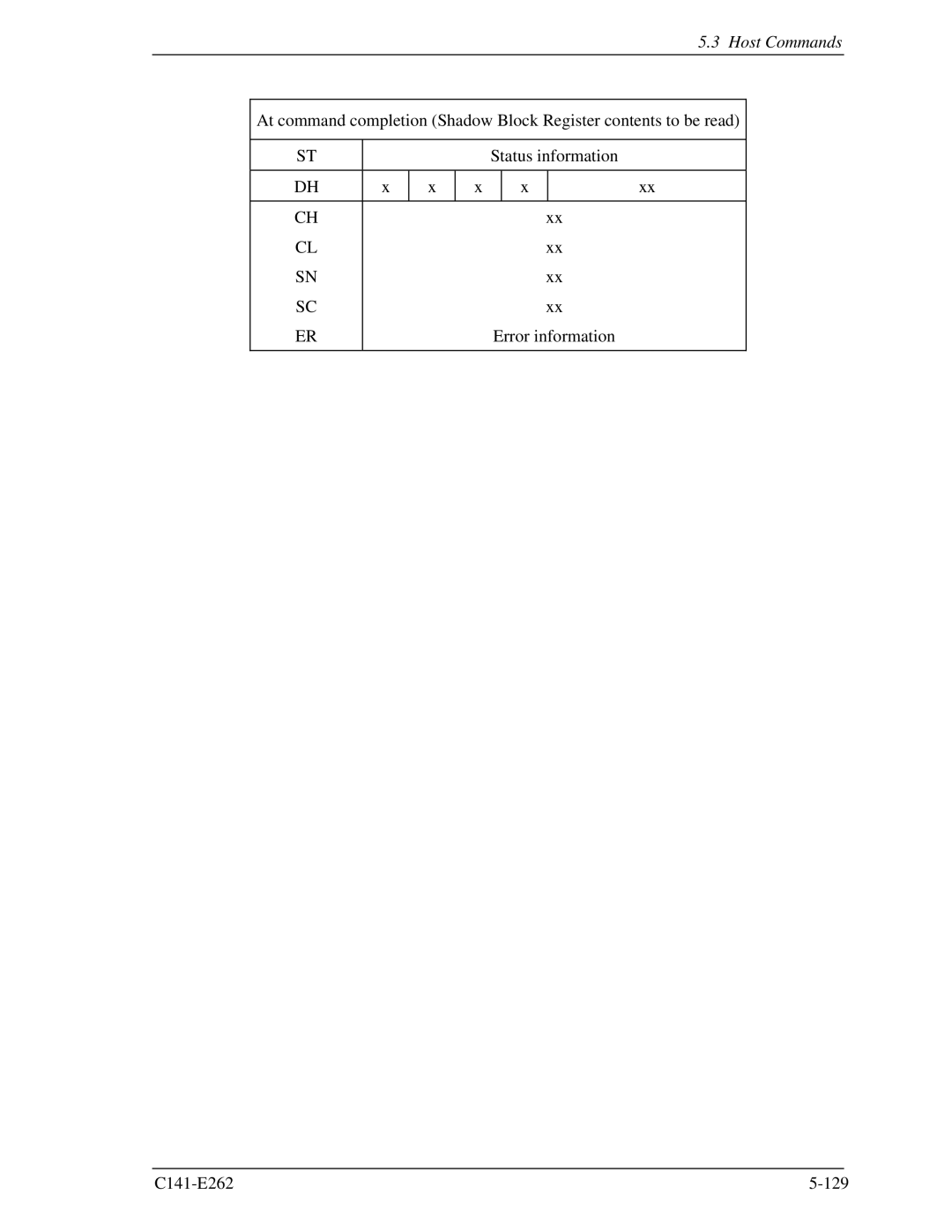 Fujitsu MHY2040BH, MHY2160BH, MHY2200BH, MHY2250BH, MHY2100BH, MHY2120BH, MHY2080BH, MHY2060BH manual Host Commands 