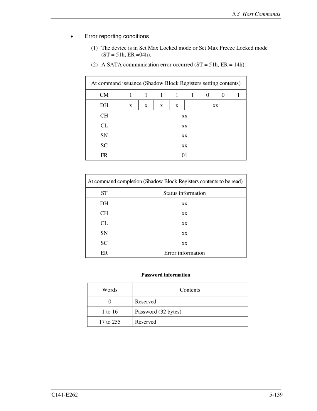 Fujitsu MHY2200BH, MHY2160BH, MHY2250BH, MHY2100BH, MHY2120BH, MHY2080BH, MHY2060BH, MHY2040BH manual Password information 