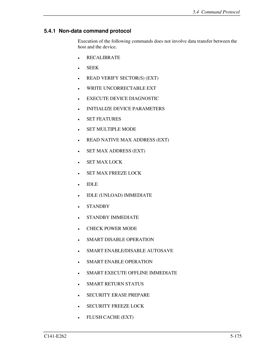 Fujitsu MHY2080BH, MHY2160BH, MHY2200BH, MHY2250BH, MHY2100BH, MHY2120BH, MHY2060BH, MHY2040BH manual Non-data command protocol 