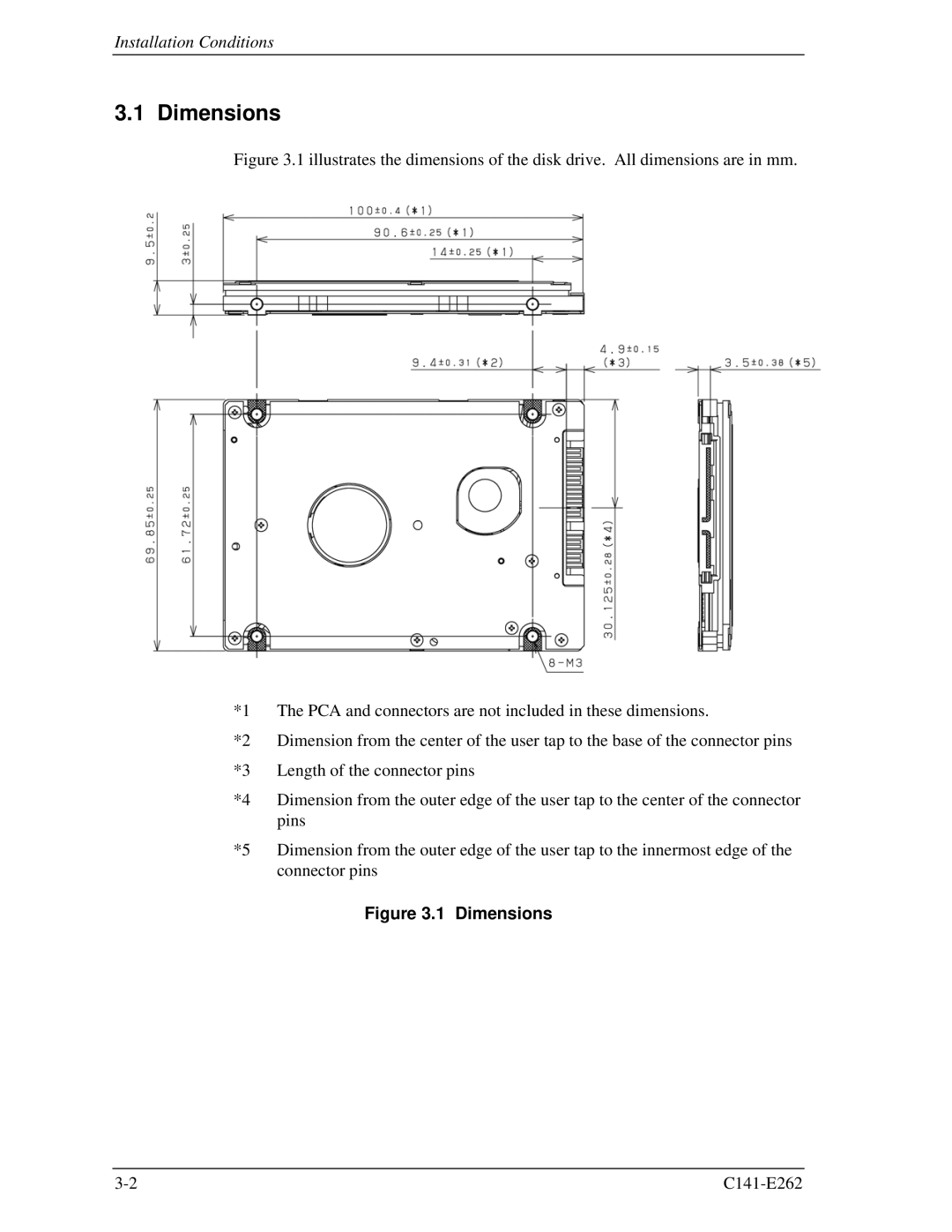 Fujitsu MHY2160BH, MHY2200BH, MHY2250BH, MHY2100BH, MHY2120BH, MHY2080BH, MHY2060BH, MHY2040BH manual Dimensions 