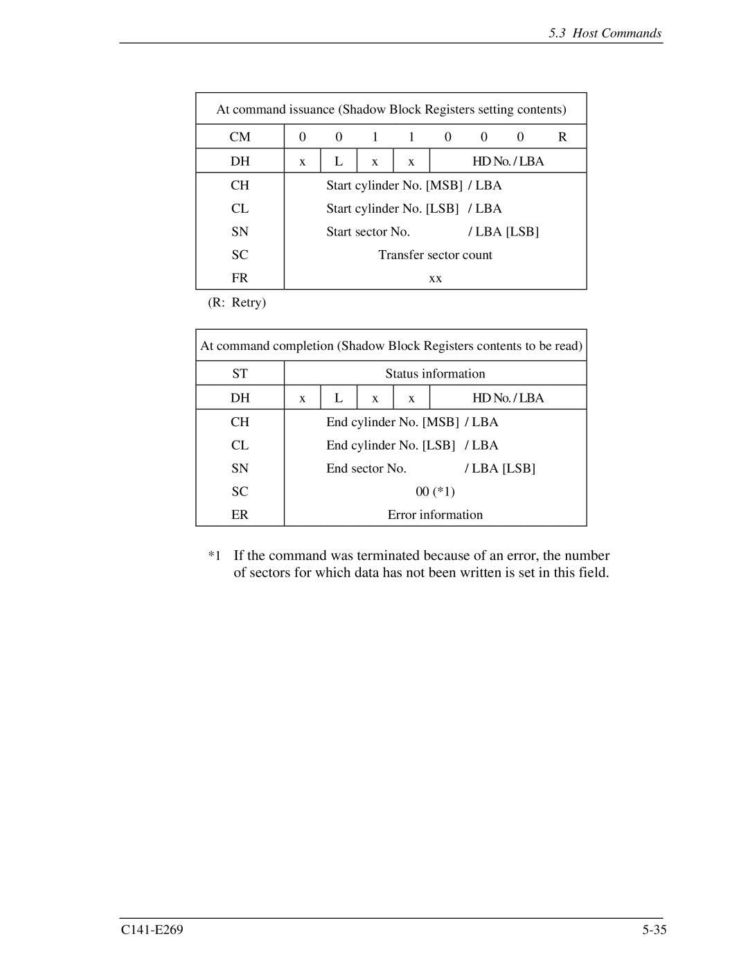 Fujitsu MHY2200BS, MHY2160BS, MHY2120BS, MHY2040BS, MHY2080BS, MHY2060BS, MHY2100BS manual 00 *1 Error information 