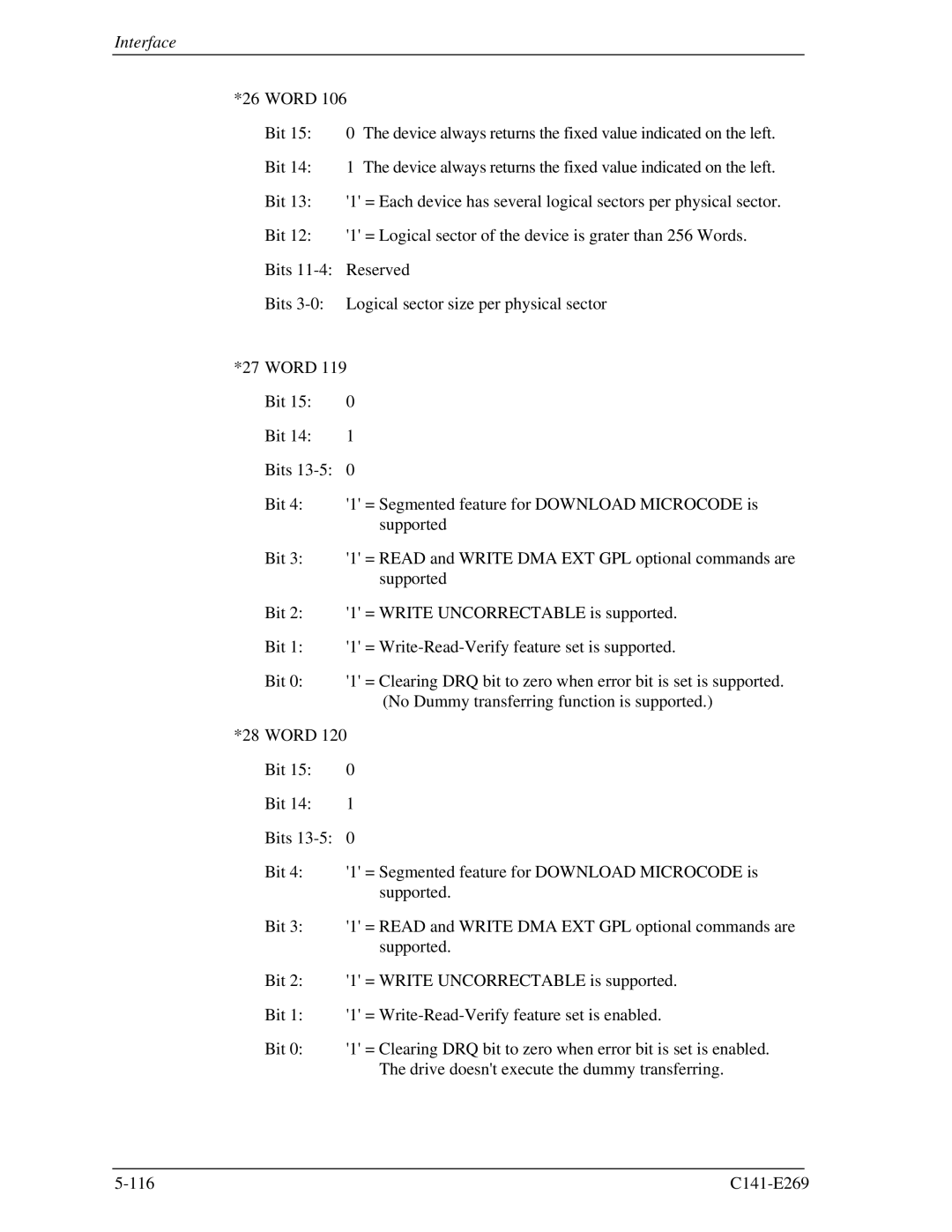 Fujitsu MHY2060BS, MHY2160BS, MHY2200BS, MHY2120BS, MHY2040BS, MHY2080BS = Read and Write DMA EXT GPL optional commands are 