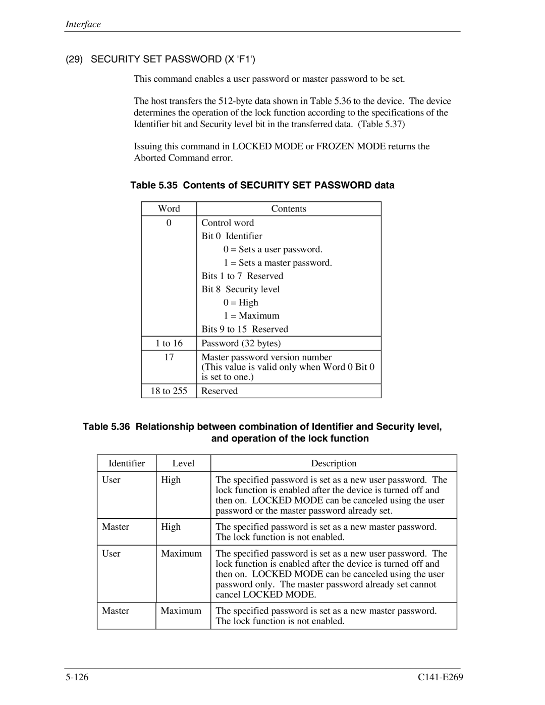 Fujitsu MHY2200BS, MHY2160BS, MHY2120BS, MHY2040BS, MHY2080BS, MHY2060BS, MHY2100BS manual Contents of Security SET Password data 