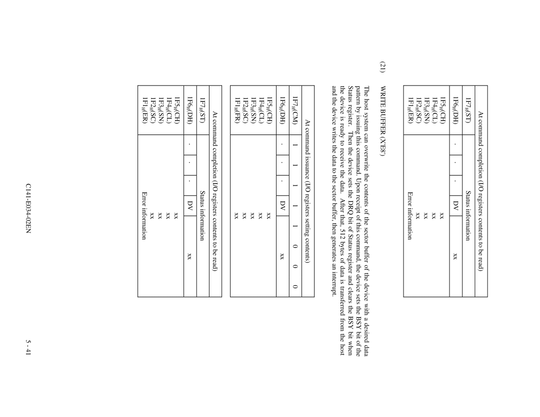 Fujitsu MPA3026AT, MPA3043AT, MPA3052AT, MPA3035AT, MPA3017AT manual Write Buffer XE8 