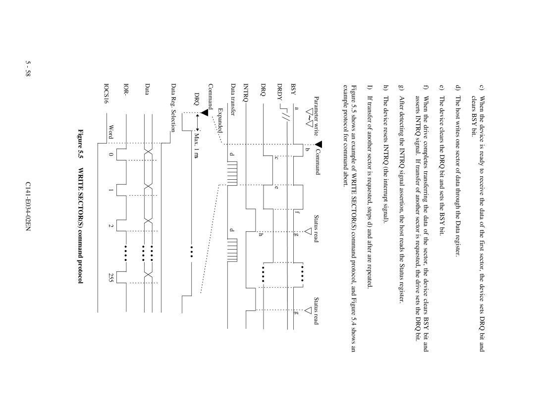 Fujitsu MPA3017AT, MPA3043AT, MPA3052AT, MPA3026AT, MPA3035AT manual Write Sectors command protocol 