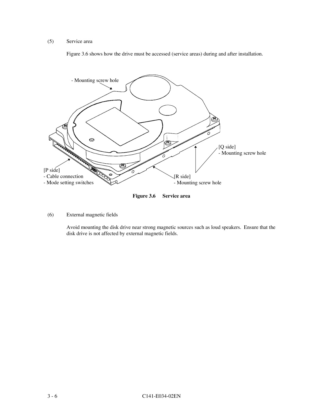 Fujitsu MPA3035AT, MPA3043AT, MPA3052AT, MPA3026AT, MPA3017AT manual Service area 