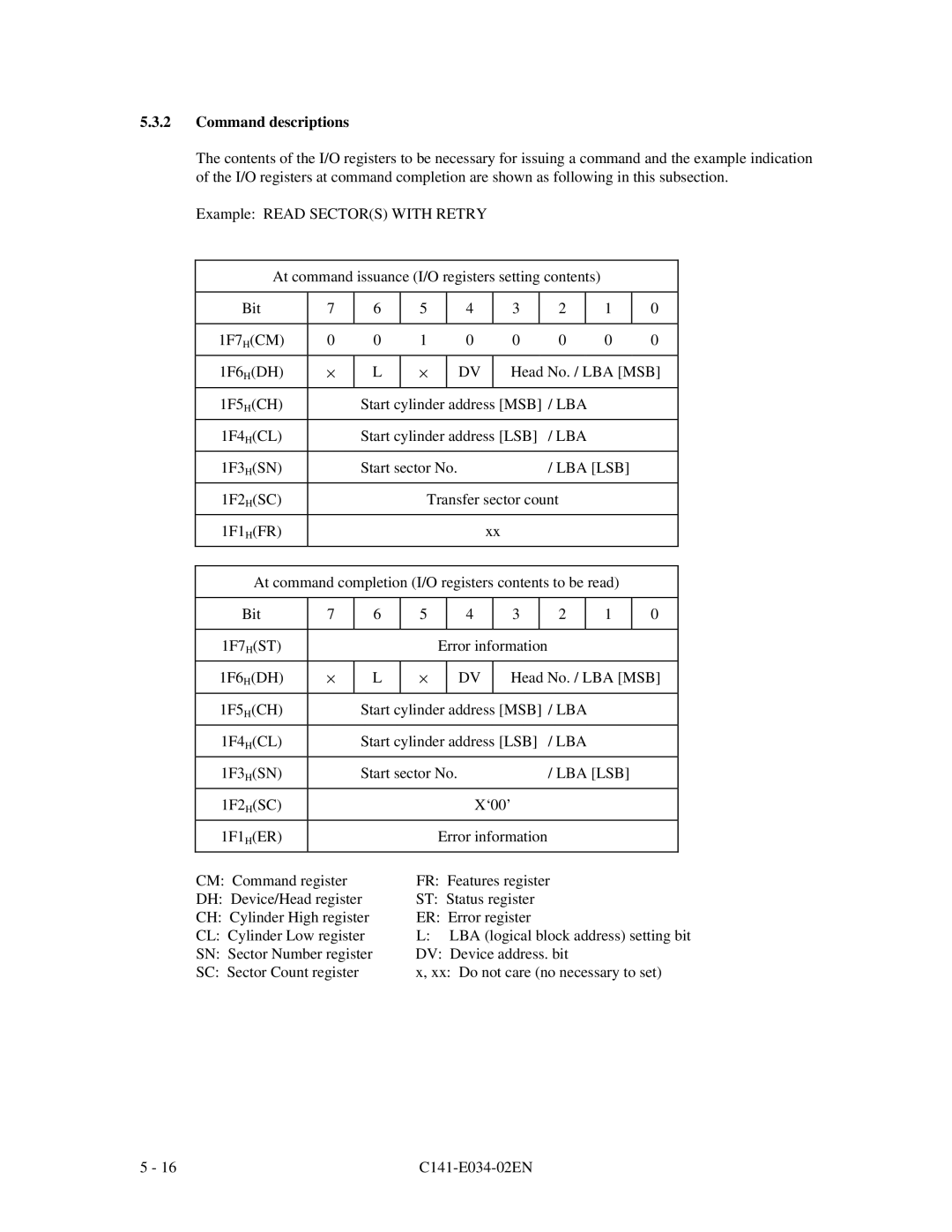 Fujitsu MPA3026AT, MPA3043AT, MPA3052AT, MPA3035AT, MPA3017AT manual Command descriptions, Lba Lsb 