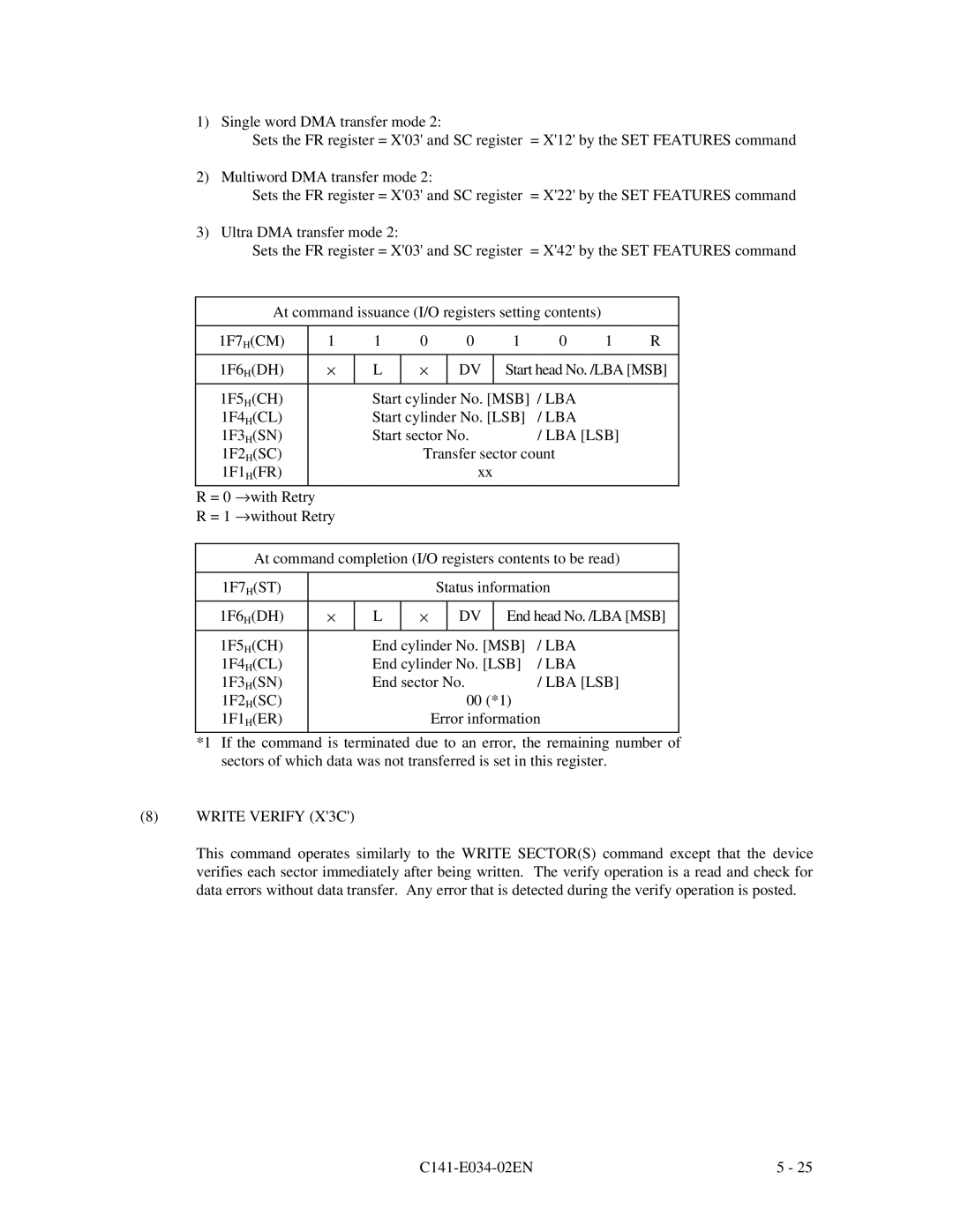 Fujitsu MPA3052AT, MPA3043AT, MPA3026AT, MPA3035AT, MPA3017AT manual Write Verify X3C 