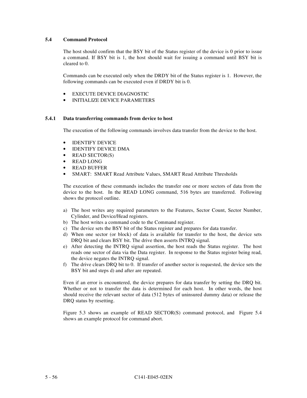 Fujitsu MPB3032AT, MPB3054AT, MPB3052AT, MPB3021AT, MPB3043AT manual ∙ Execute Device Diagnostic ∙ Initialize Device Parameters 