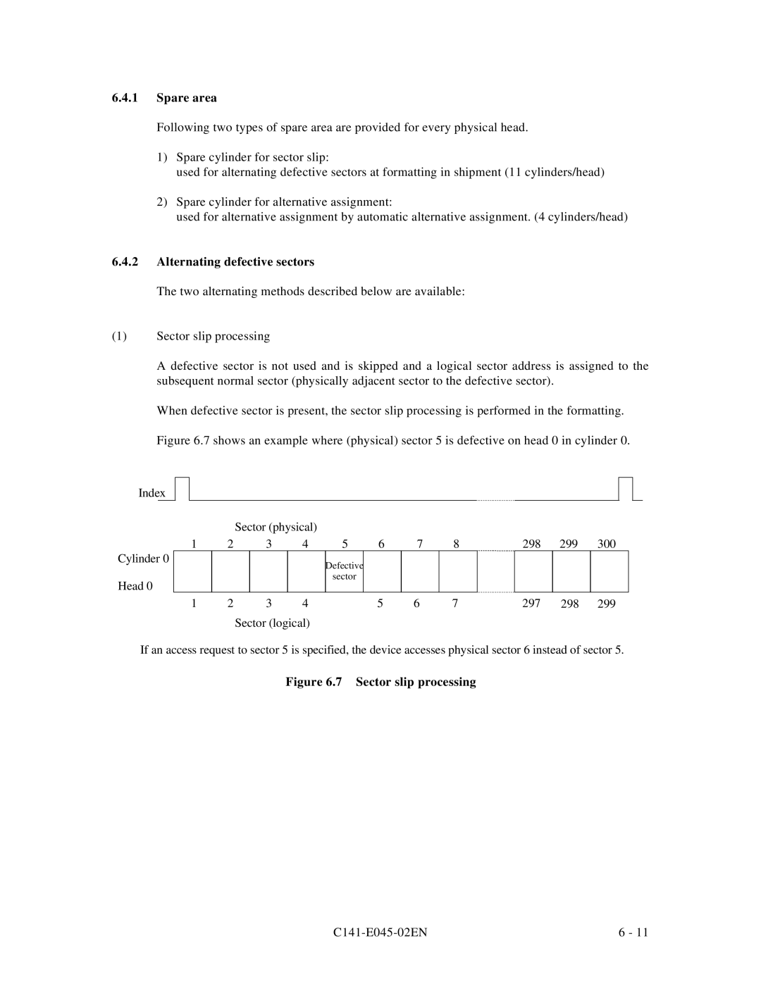 Fujitsu MPB3032AT, MPB3054AT, MPB3052AT, MPB3021AT, MPB3043AT manual Spare area, Alternating defective sectors 