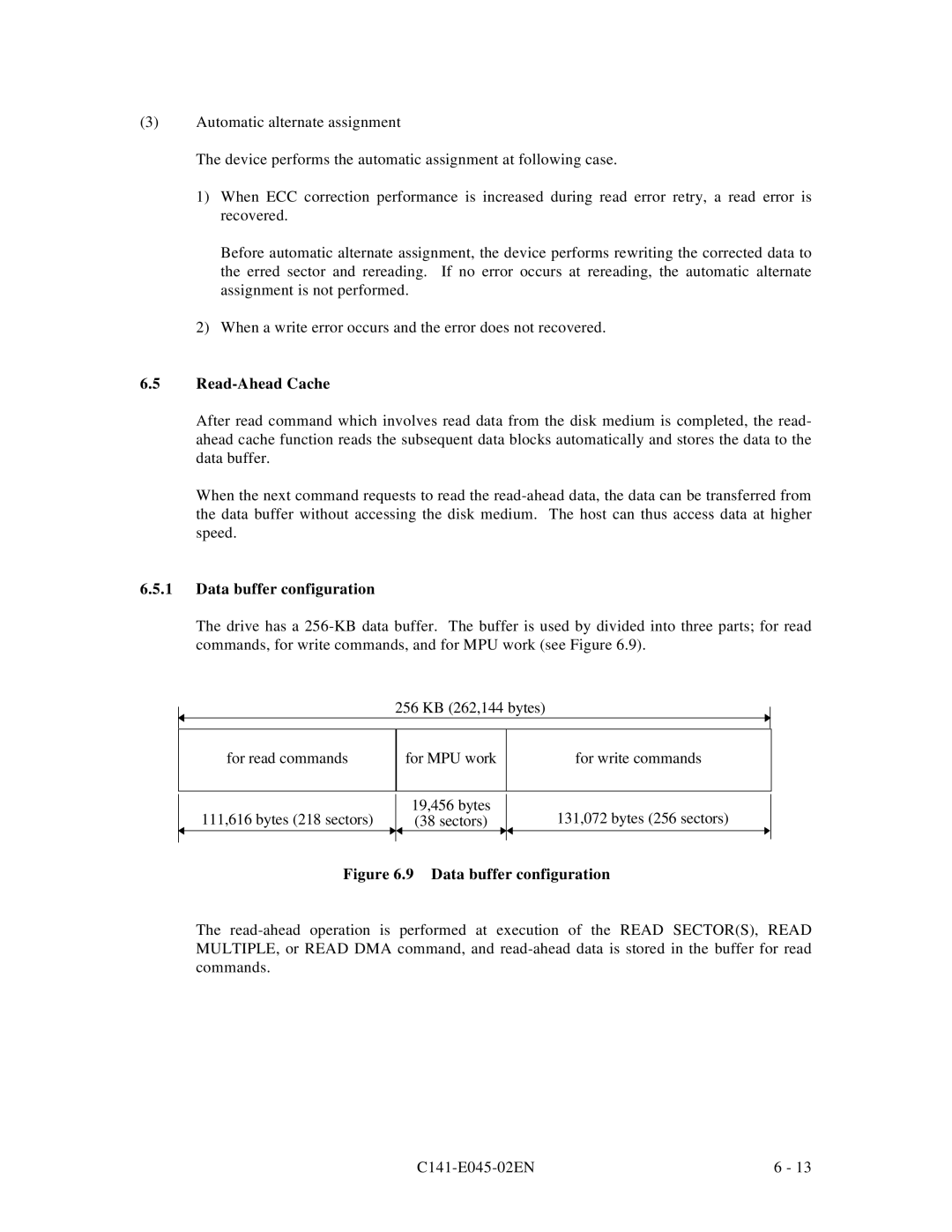 Fujitsu MPB3021AT, MPB3054AT, MPB3032AT, MPB3052AT, MPB3043AT manual Data buffer configuration 