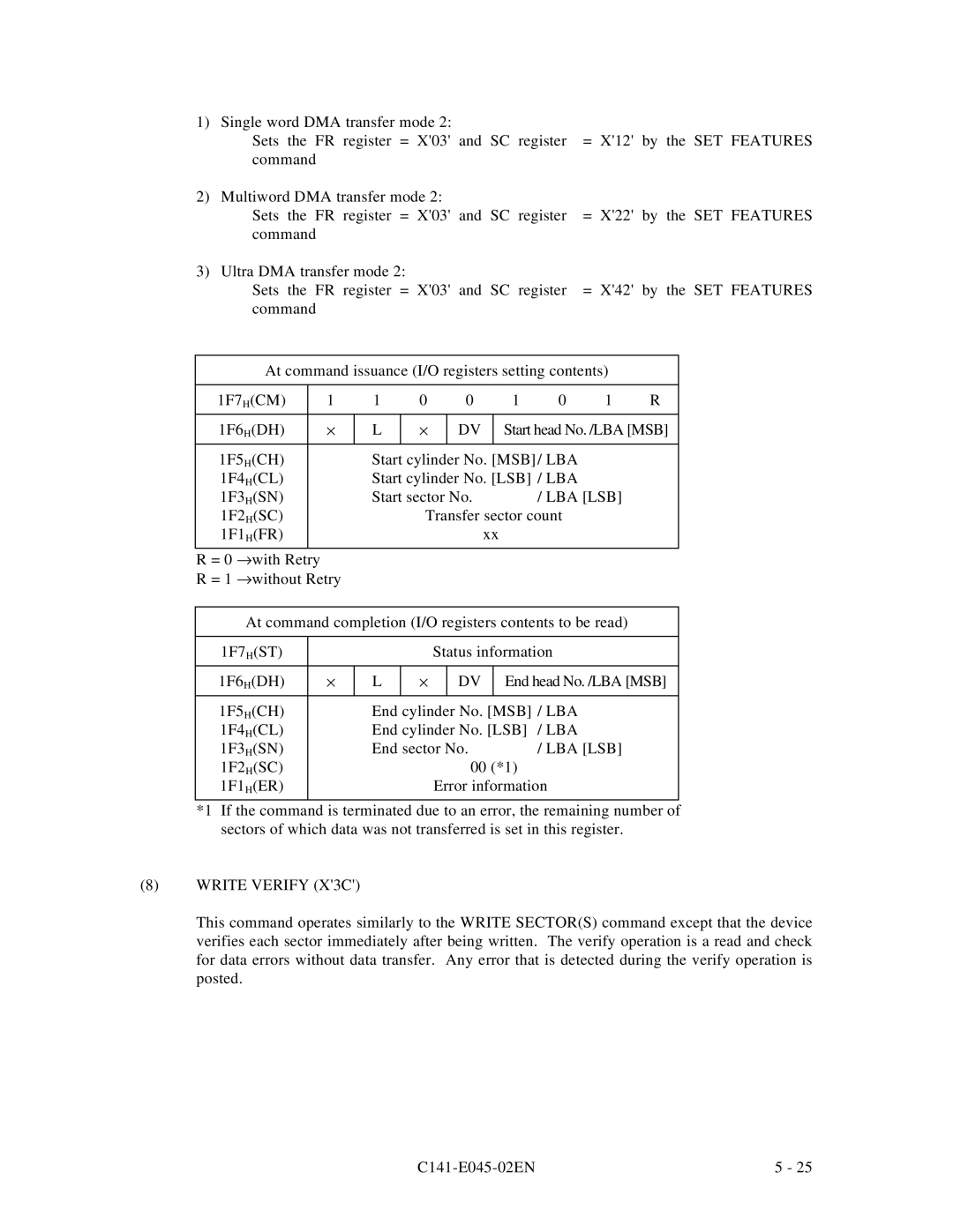 Fujitsu MPB3054AT, MPB3032AT, MPB3052AT, MPB3021AT, MPB3043AT manual Write Verify X3C 