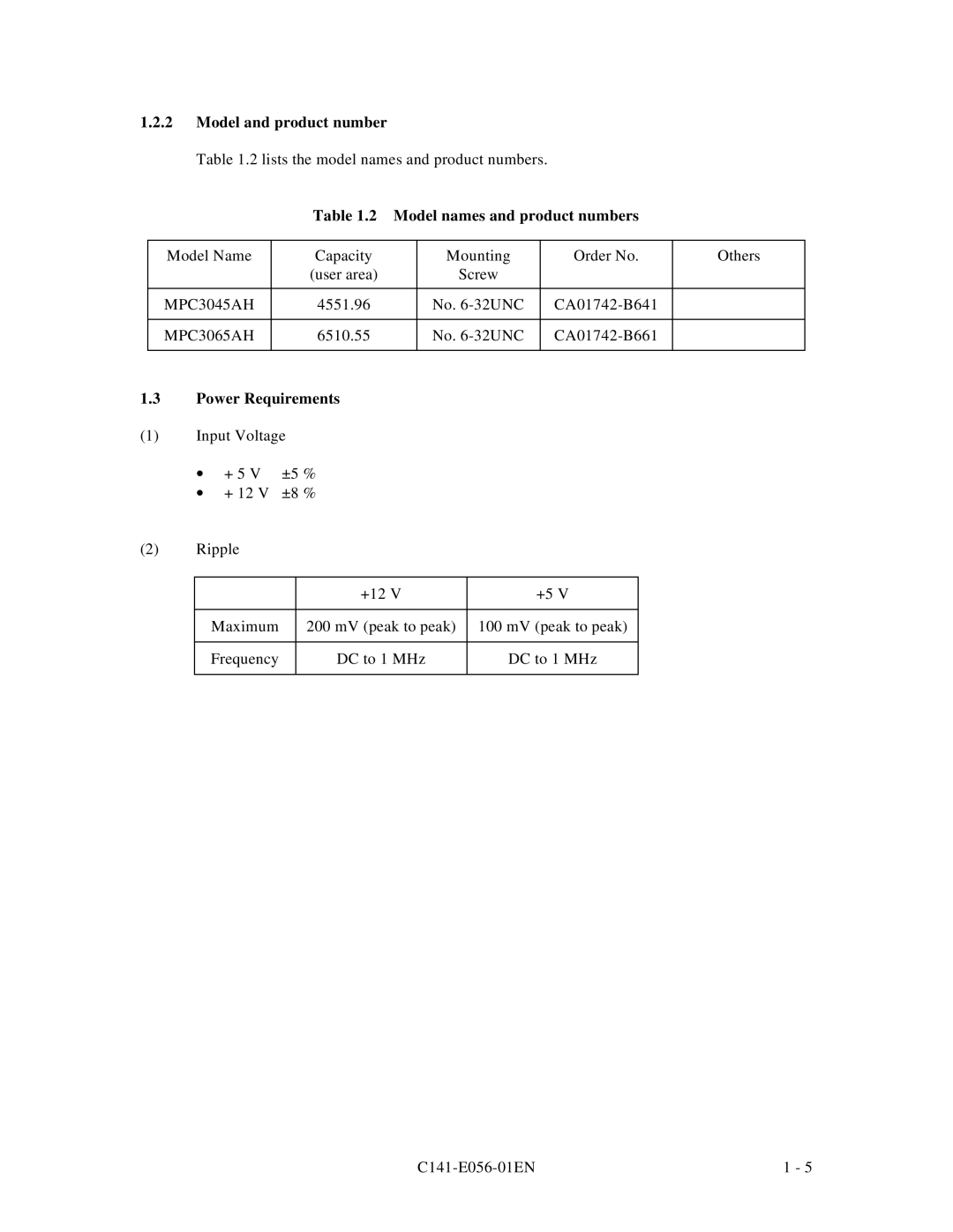 Fujitsu MPC3065AH manual Model and product number, Model names and product numbers, MPC3045AH 