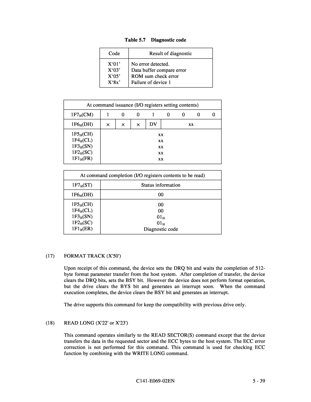 Fujitsu MPD3XXXAT manual 7 Diagnostic code 