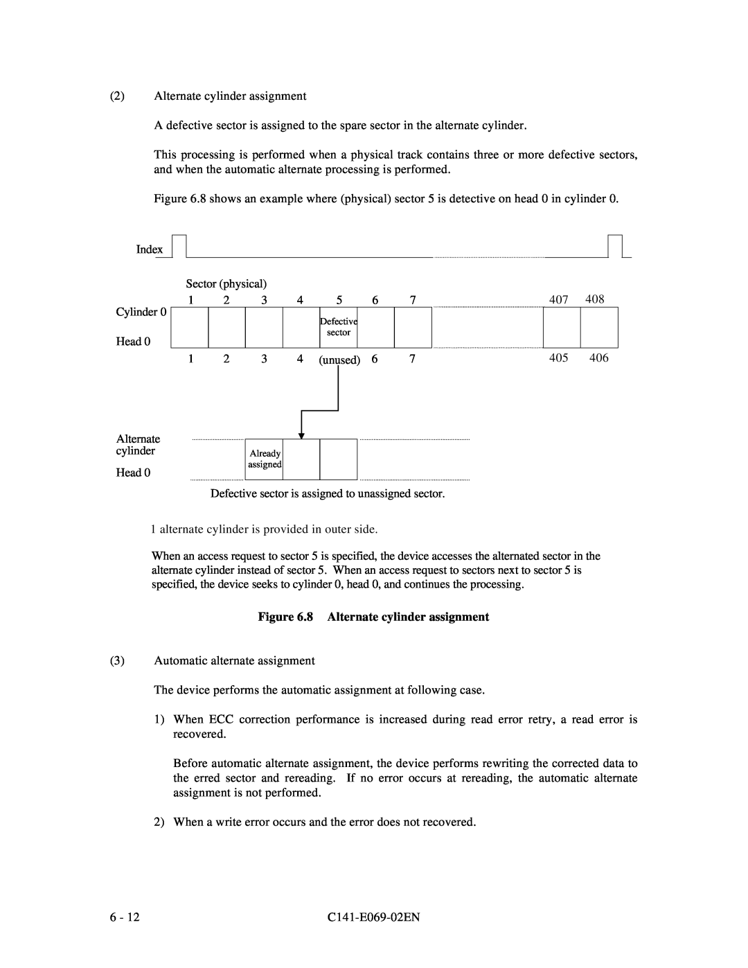 Fujitsu MPD3XXXAT manual 8 Alternate cylinder assignment, unused 