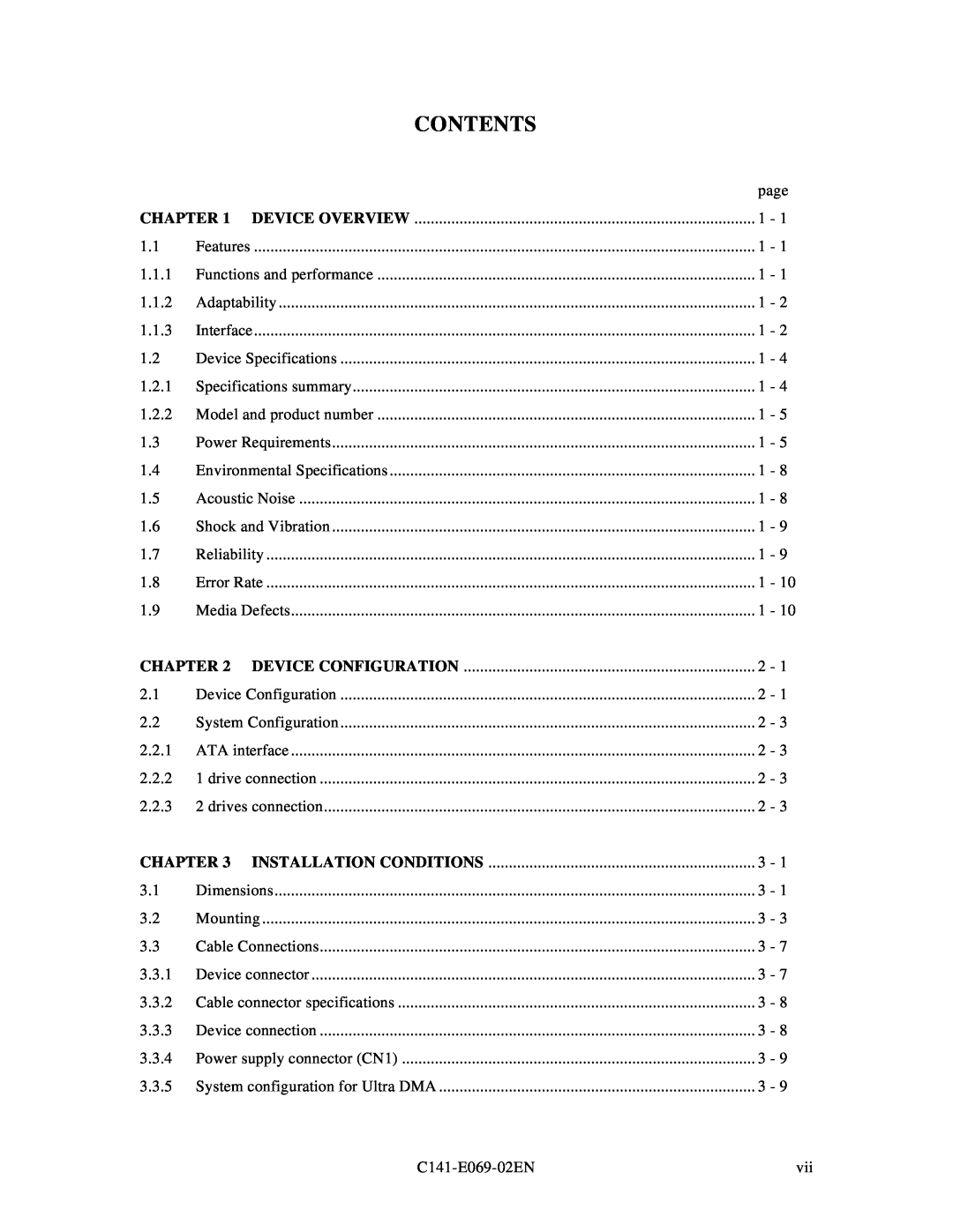 Fujitsu MPD3XXXAT manual Contents, Chapter 