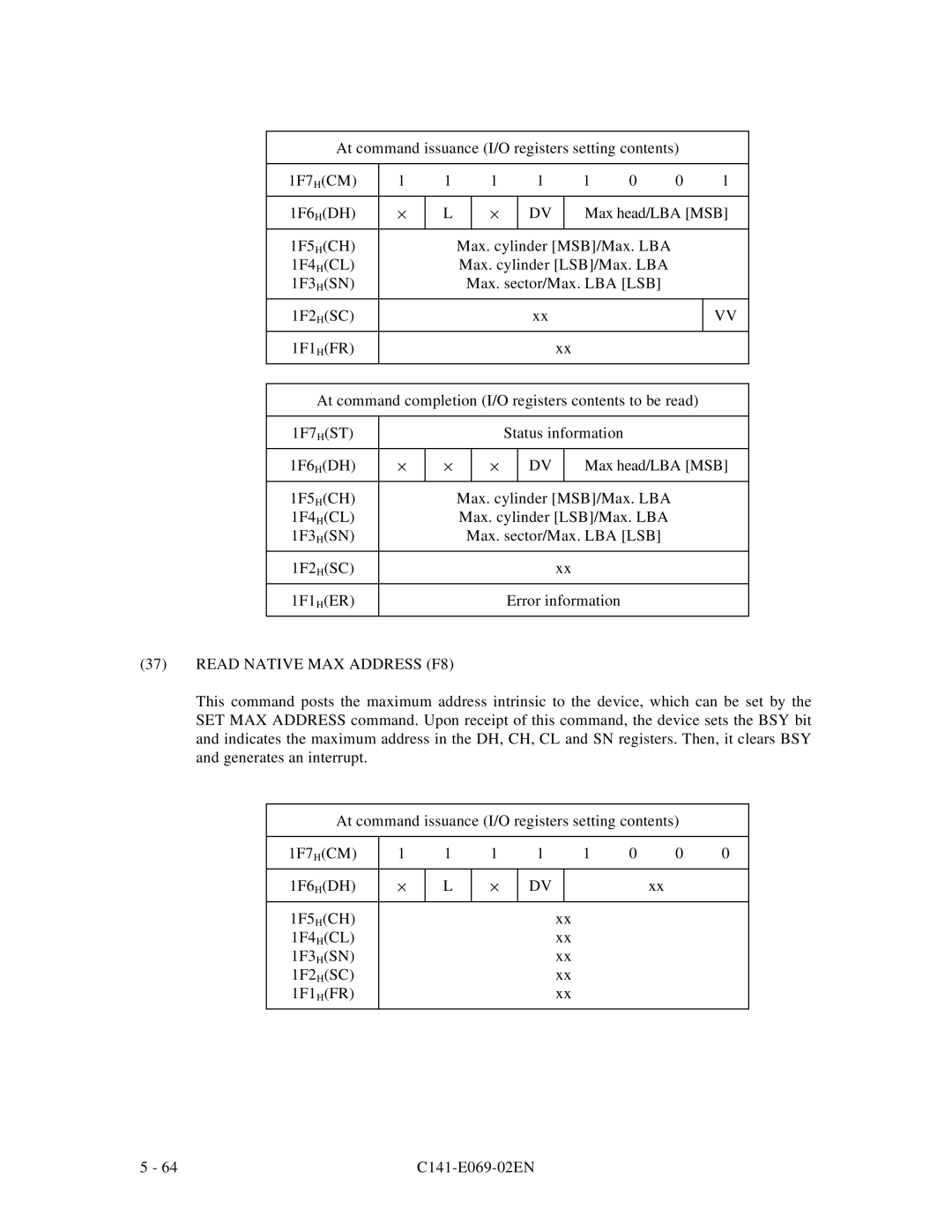 Fujitsu MPD3XXXAT manual Read Native MAX Address F8 