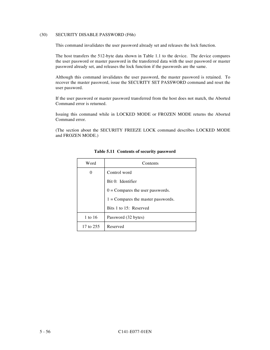 Fujitsu MPE3XXXAT manual Contents of security password 