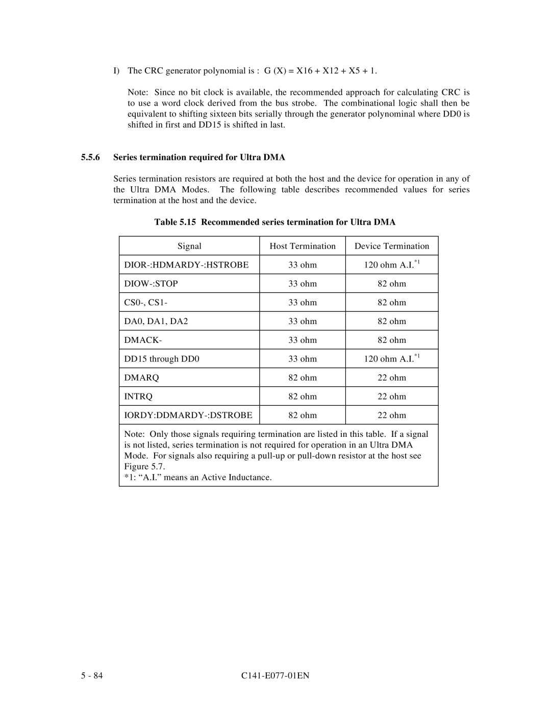 Fujitsu MPE3XXXAT manual Series termination required for Ultra DMA, Recommended series termination for Ultra DMA, Diow-Stop 