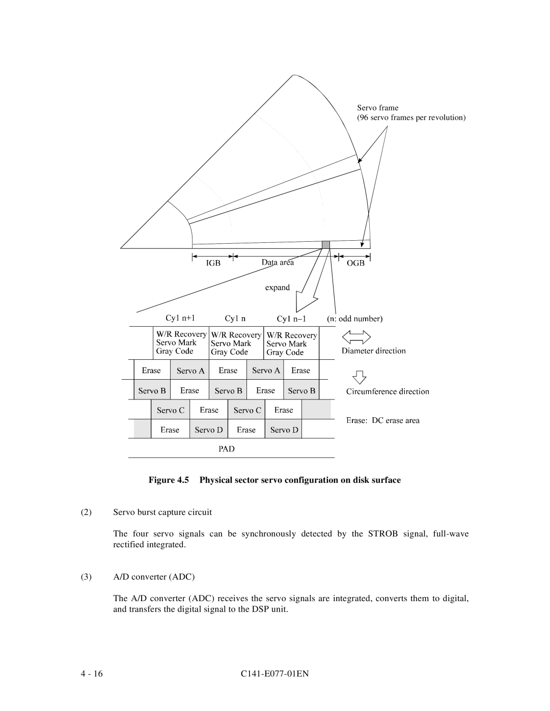 Fujitsu MPE3XXXAT manual Physical sector servo configuration on disk surface 