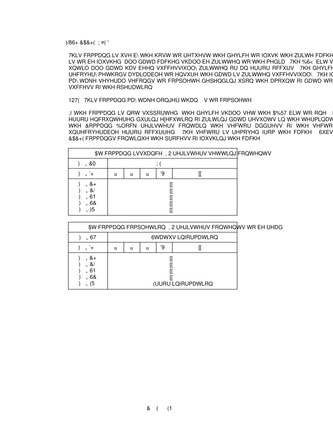 Fujitsu MPF3XXXAH 86+&$&+¨, 1277KLVFRPPDQGPD\WDNHORQJHUWKDQVWRFRPSOHWH, $WFRPPDQGLVVXDQFH,2UHJLVWHUVVHWWLQJFRQWHQWV, +&0 