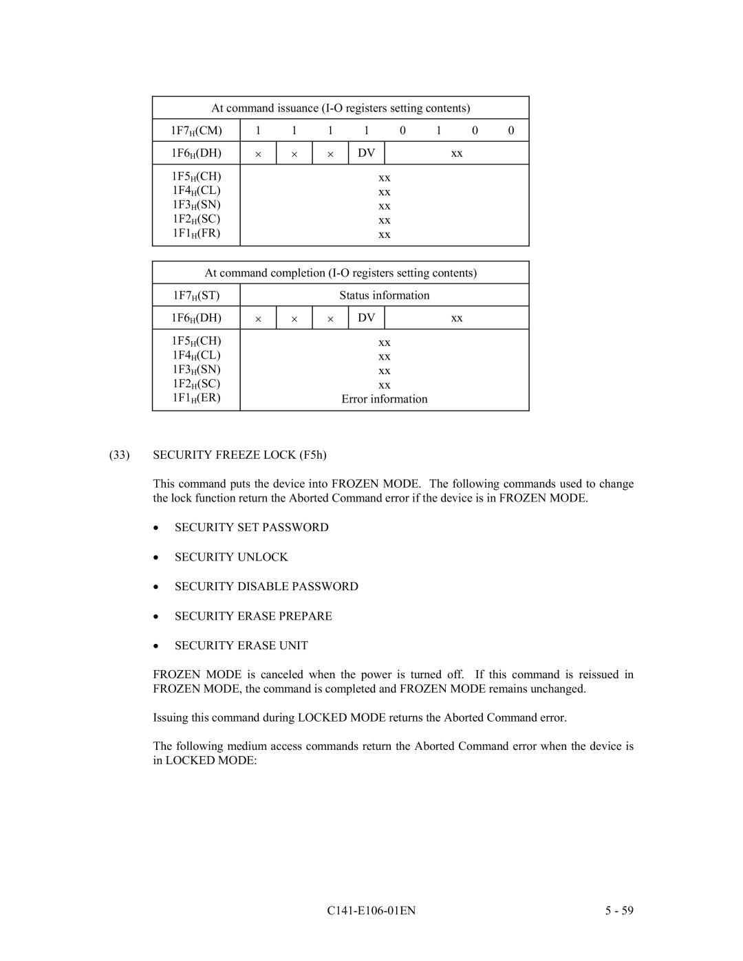 Fujitsu MPF3XXXAH manual 85,75=/2&.K, VVXLQJWKLVFRPPDQGGXULQJ/2&.02UHWXUQVWKH$ERUWHG&RPPDQGHUURU 