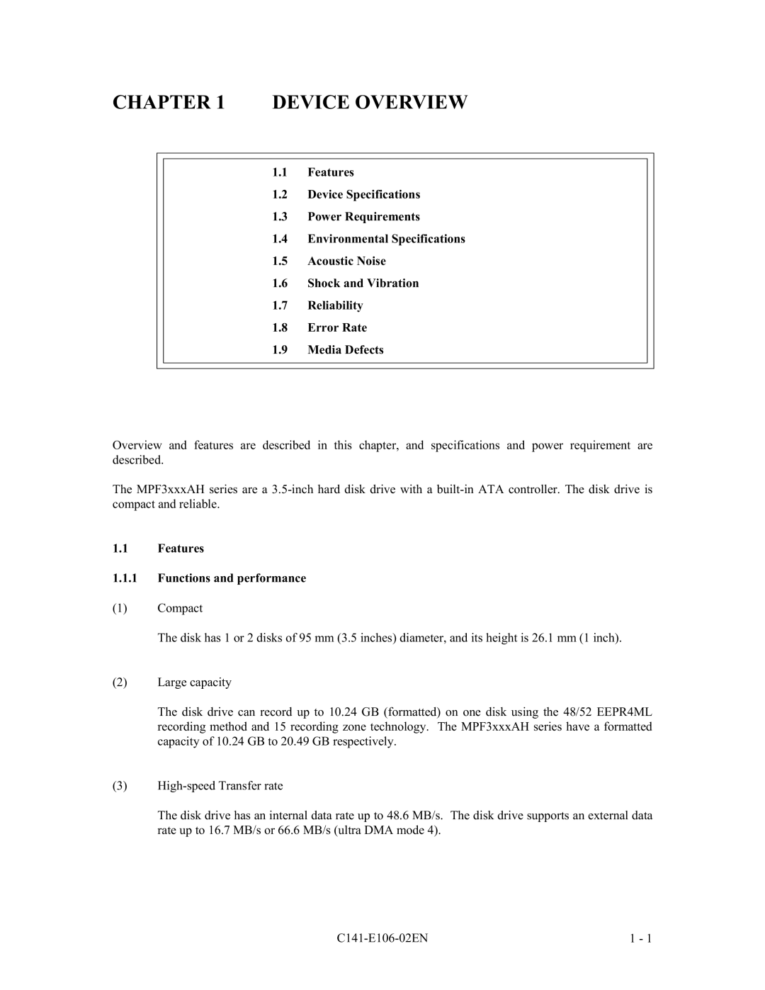 Fujitsu MPF3XXXAH manual UURU5DWH, Hdwxuhv Xqfwlrqvdqgshuirupdqfh Rpsdfw, Dujhfdsdflw, +LJKVSHHG7UDQVIHUUDWH 