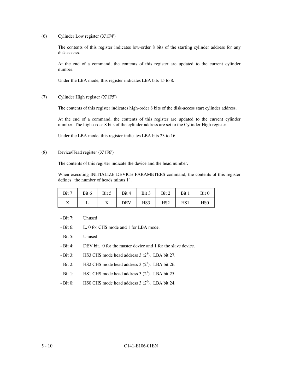 Fujitsu MPF3XXXAH manual DEV HS3 HS2 HS1 HS0 