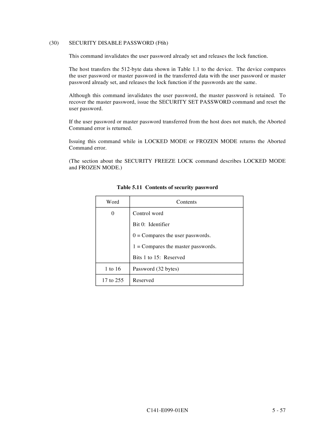 Fujitsu MPF3XXXAT manual Contents of security password 