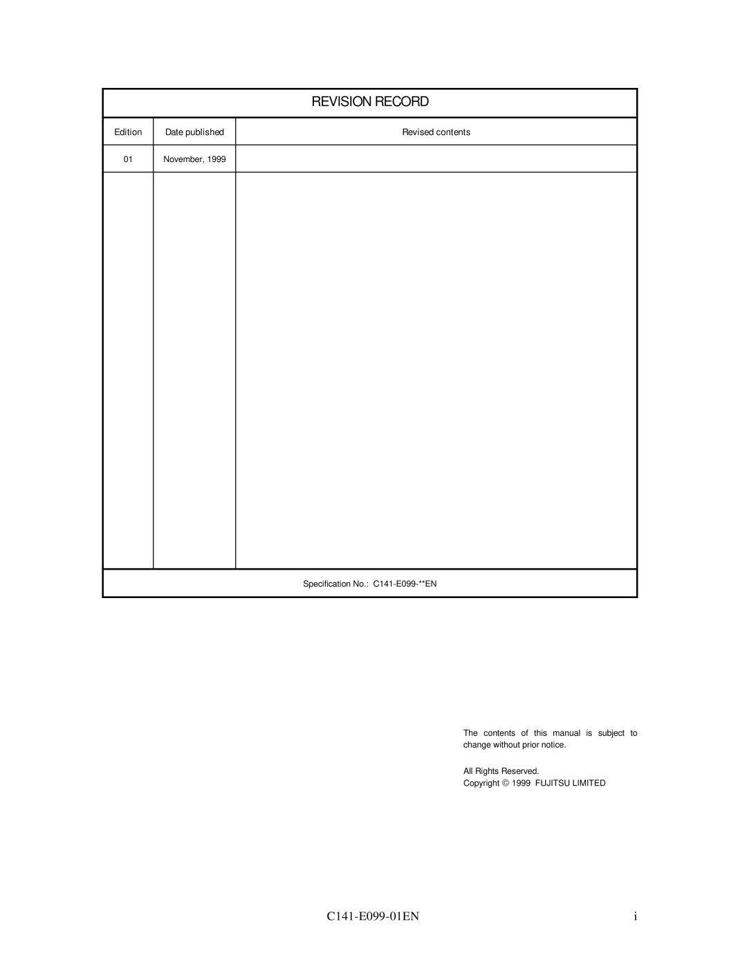 Fujitsu MPF3XXXAT manual Revision Record 