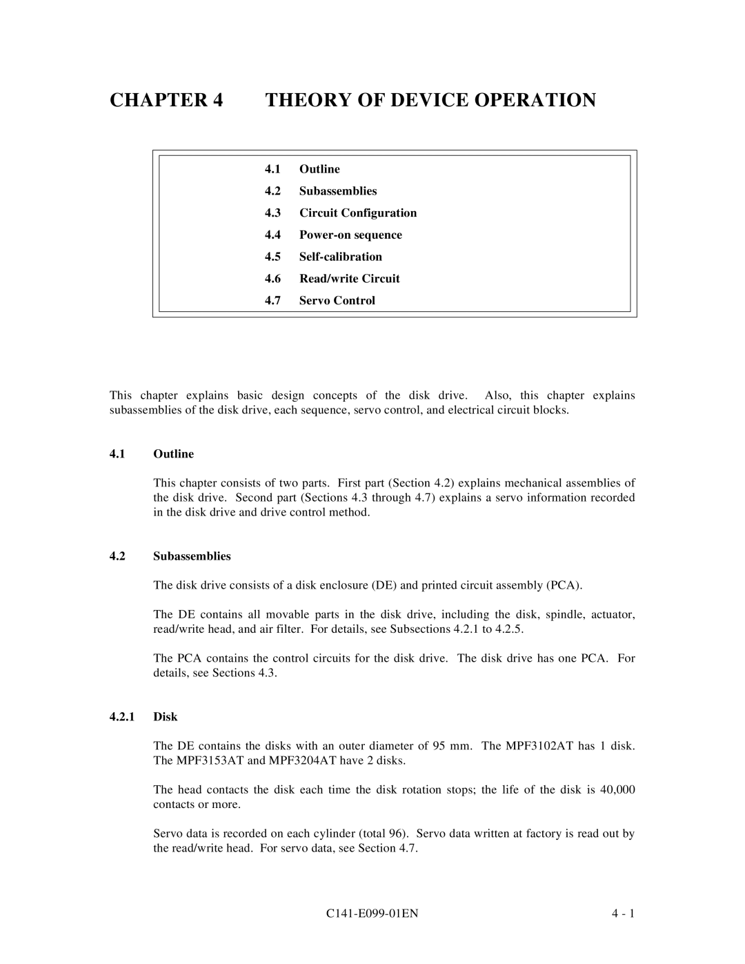 Fujitsu MPF3XXXAT manual Outline, Disk 