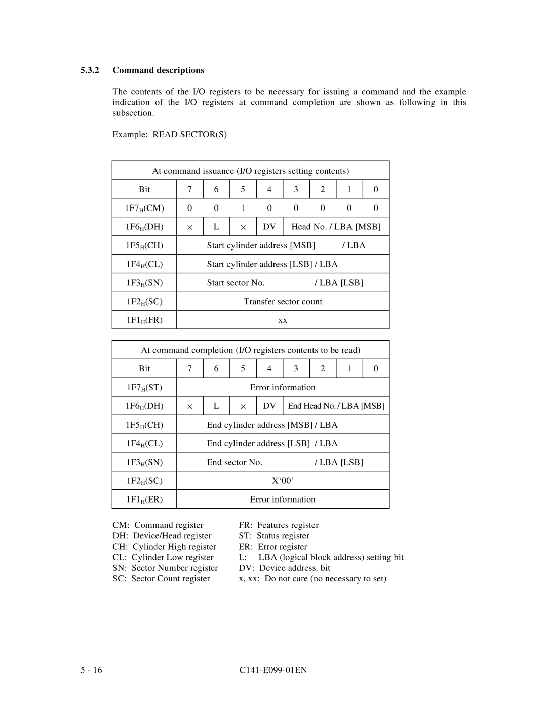 Fujitsu MPF3XXXAT manual Command descriptions, Lba Lsb 