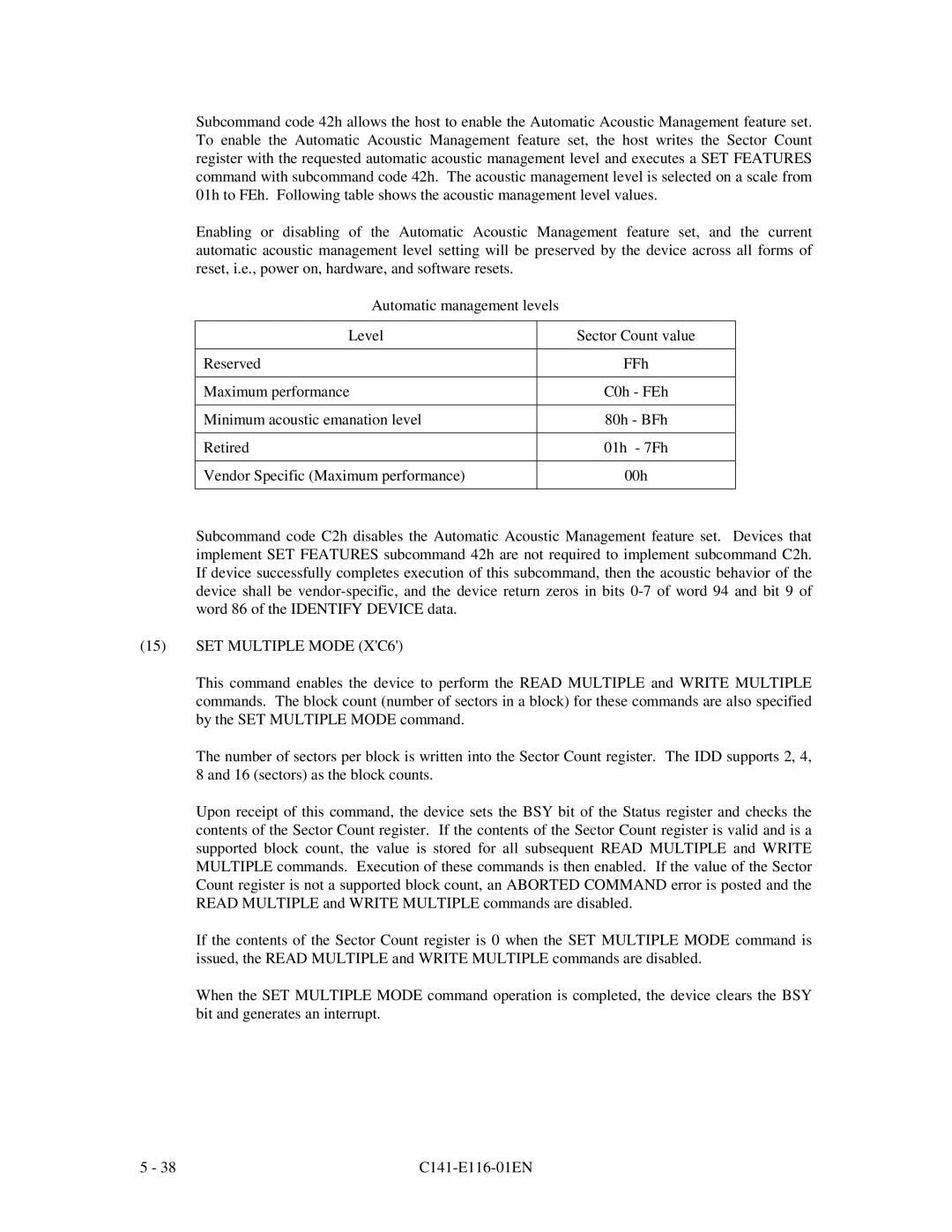 Fujitsu MPG3XXXAH-E manual SET Multiple Mode XC6 