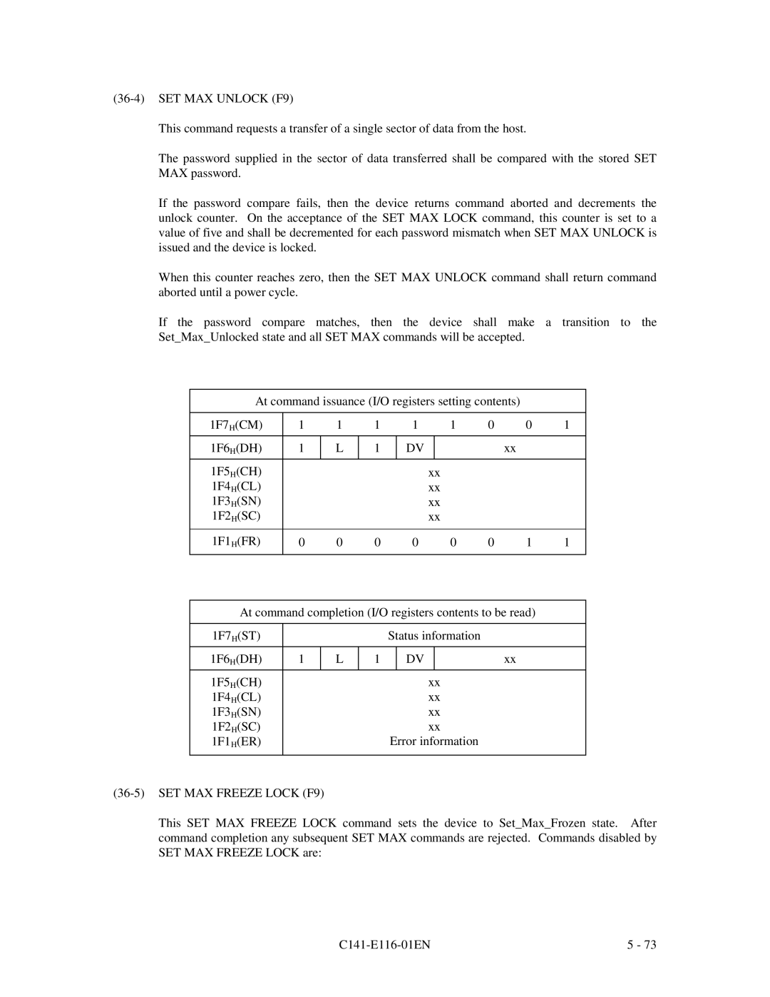 Fujitsu MPG3XXXAH-E manual SET MAX Freeze Lock F9 