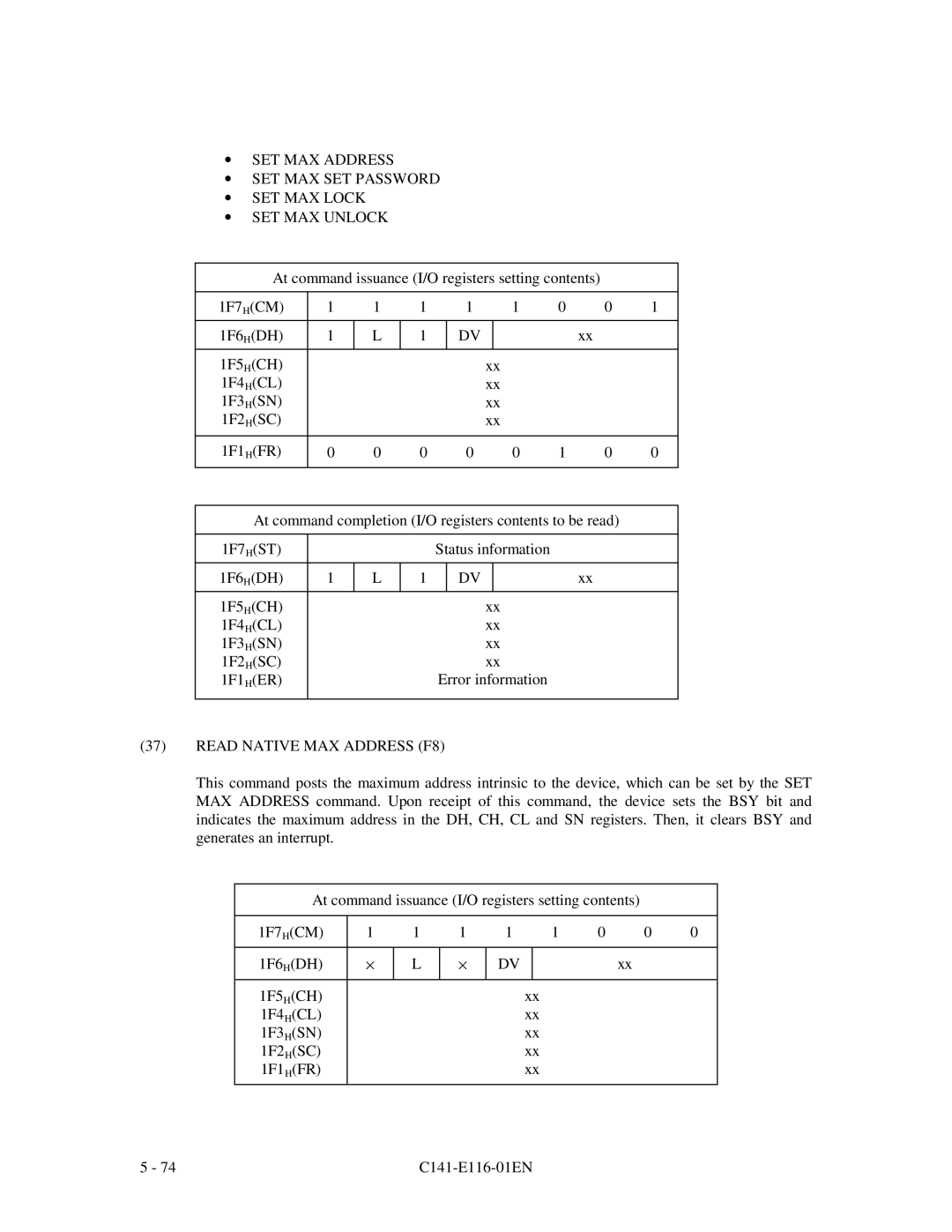 Fujitsu MPG3XXXAH-E manual Read Native MAX Address F8 