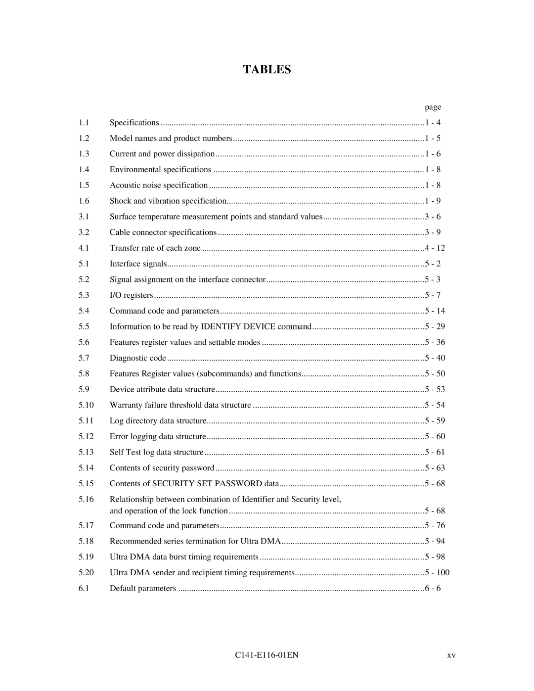 Fujitsu MPG3XXXAH-E manual Tables 