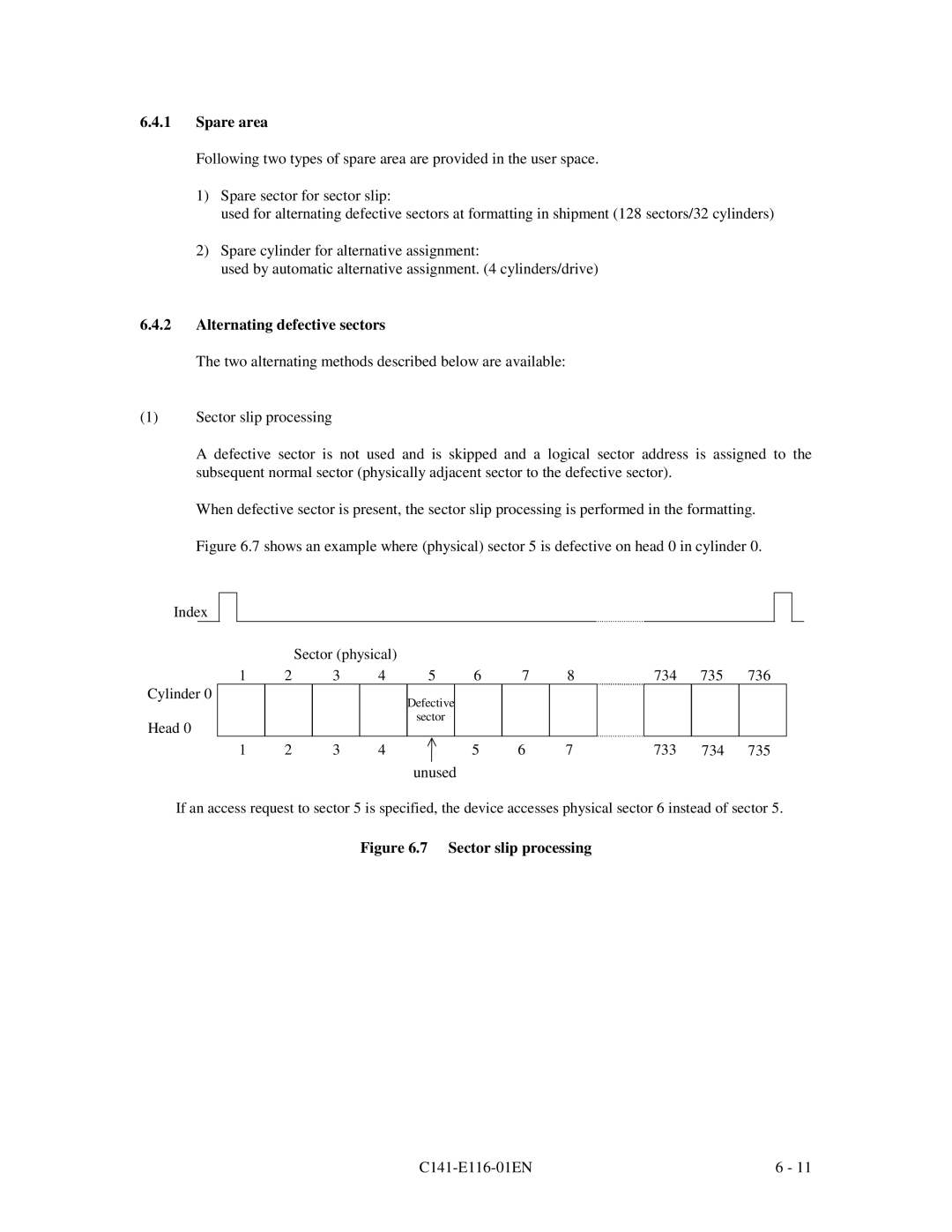 Fujitsu MPG3XXXAH-E manual Spare area, Alternating defective sectors 