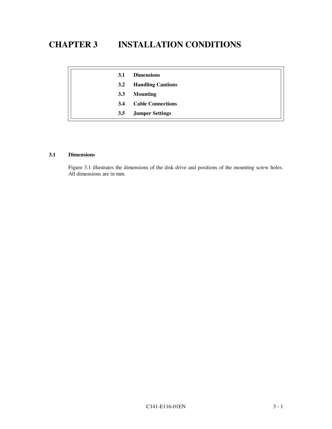 Fujitsu MPG3XXXAH-E manual Installation Conditions 